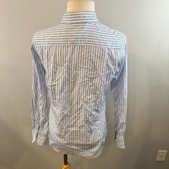NWOT COMME DES GARÇONS PLAY Blue & White Striped Heart Patch Shirt Long - Picture 6 of 11